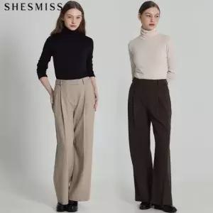 SHESMISS)] 히트 버튼 탭 와이드 팬츠 택가격 198000원)