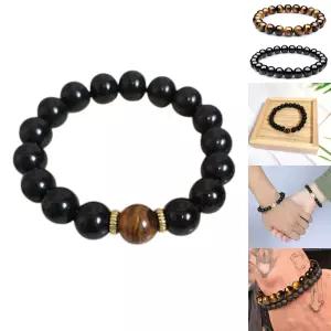 호안석 포인트 흑요석 남성용 염주 팔찌 12mm 불교염/불교/화산석/원석/소원/비휴/천연석/행운/오닉스/묵주