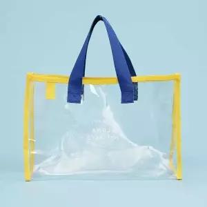 [하프클럽/]투명 비치백 옐로우블루 가방 세면 수영 물놀이