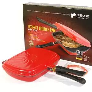 국산 키친아트 퍼팩트 양면팬 생선팬 실리콘패킹2개 양면구이팬 생선구이 직화구이 사각후라이팬