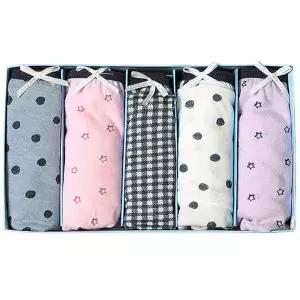 여성용 속옷 면스판 미디 삼각 팬티 다양한 컬러 5매입 5컬러