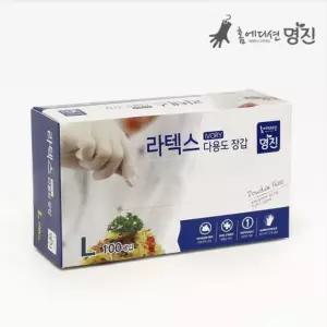 홈에디션 명진 라텍스 위생장갑 100매 대 아이보리