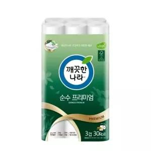 깨끗한나라 무형광 순수 프리미엄 롤 화장지 30롤 물티슈 갑티슈 롤티슈 화장실휴지