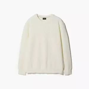 [하프클럽/에스티코]라운드 변형 조직 니트 아이보리 SKTWA01NSI