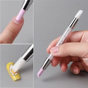더블 엔드 다기능 실리콘 네일 펜 - 쿼츠 큐티클 푸셔 + 각질 제거기 (매니큐어 도구)