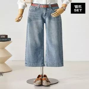[커스텀에이블][55-77][벨트세트]워싱 크롭 데님 와이드 팬츠_T2601DP003A