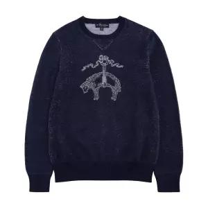 코튼 플리스 로고 크루넥 스웨터 네이비 BBWRMM8309QES 추천 브룩스 브라더스