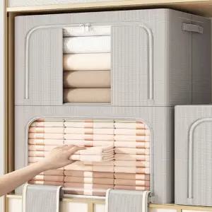 패브릭 리빙박스 수납함 부피압축 이불정리함 정리가방 패딩 보관파우치 66L