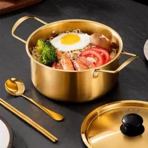 인덕션 라면냄비 16cm 스텐 이유식조리 뚜껑포함 골드 양수냄비 Q081-O