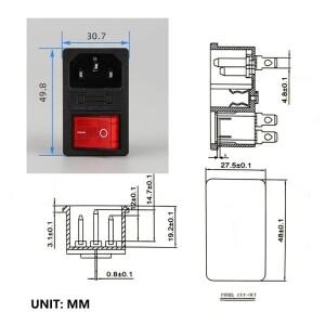 5/20개 AC-01-2 전기 스위치 250V 10A 퓨즈 AC 전원 소켓 패널 마운트 커넥터 로커 (3핀 빨간색 LED 포함)