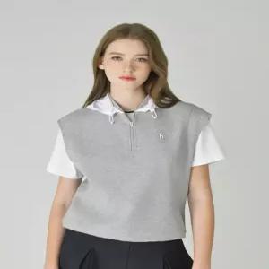 헤지스 골프 여성 25FW [ONLINE EXCLUSIVE]그레이 여성 후디 배색 아노락 집업 베스트 HWTS5C9