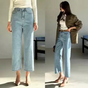 세미일자크롭진 96플레이스 봄 밴딩 데일리핏 키작녀 청바지