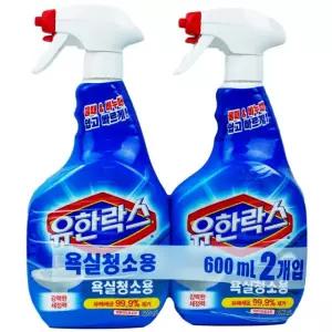 유한락스 욕실청소용 곰팡이 제거제 600ml x 2개