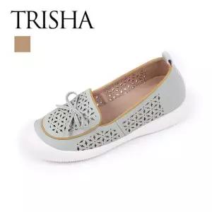 [트리샤]소가죽 펀칭 리본장식 스티치 로퍼 BKHB5150