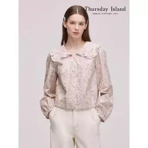 [써스데이아일랜드]플라워 자수 러플 블라우스 T242MBL140W _P416672353