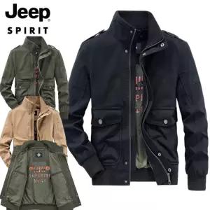 JEEP SPIRIT 봄가을 카고 재킷 남성 워싱 코튼 밀리터리 재킷