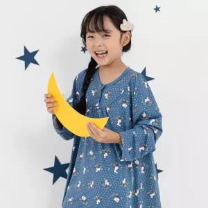 [삐삐롱]스윗가든 피치기모 긴소매 파자마 원피스 잠옷