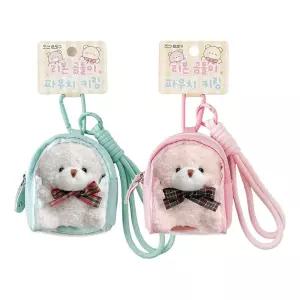 6개 조선문방구 리본 곰돌이 파우치 키링 세트