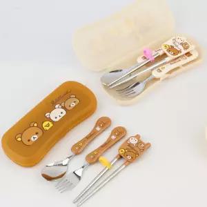 리락쿠마 스푼포크 교정젓가락 케이스 세트(해피)
