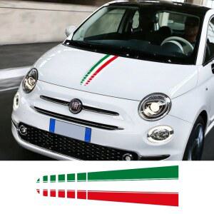 자동차 보닛 스트라이프 비닐 데칼 후드 이탈리아 국기 라인 그래픽 레이싱 스포츠 스티커 Fiat 500 Abarth 용 방수 액세서리