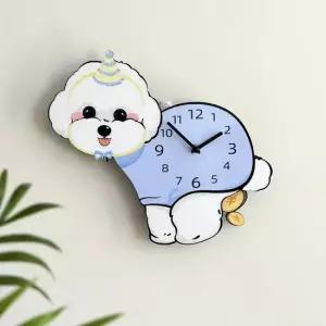 홈테리어 비숑 강아지 디자인 캐릭터 무소음 벽시계