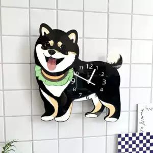 홈테리어 시바견 강아지 디자인 캐릭터 무소음 벽시계