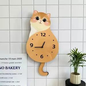 홈테리어 감성 금빛 고양이 무소음 벽시계