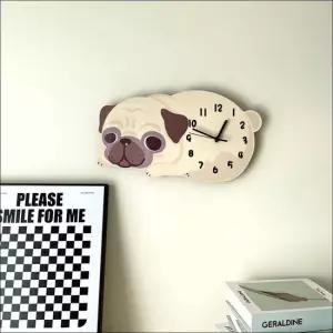 홈테리어 샤페이 강아지 디자인 캐릭터 무소음 벽시계