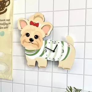 홈테리어 요크셔테리어 강아지 디자인 캐릭터 무소음 벽시계