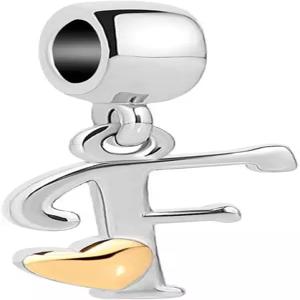 여성 가족을 위한 판도라 팔찌에 어울리는 MiiFort A부터 Z까지의 이니셜 글자 이름 참 알파벳 골드 하트