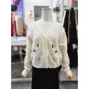 밸리걸 세이브존01 플라워 스티치 브이넥 니트 가디건 910950-1