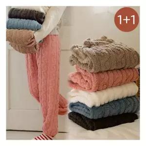 [2개] 세라노 극세사 꽈배기 따뜻한 홈웨어 루즈핏 수면바지