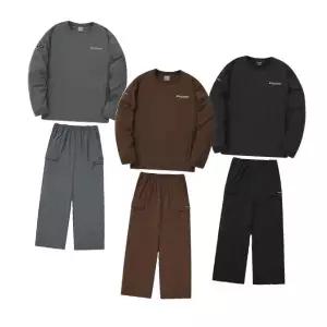 [디스커버리]24FW 가을 이월/할인 여성 우븐/나일론 에센셜 맨투맨+루즈핏스트링팬츠 트레이닝 세트 DWT...