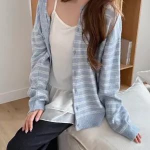 [빅사이즈]이블렛 마테벤 울 ST 배색 니트 가디건 제이스타일