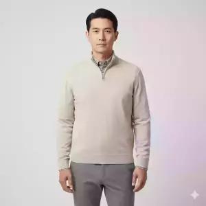 올젠 남성 셔츠 레이어드 스웨터 니트 긴팔티 스탠카라 브이넥 BN2284A