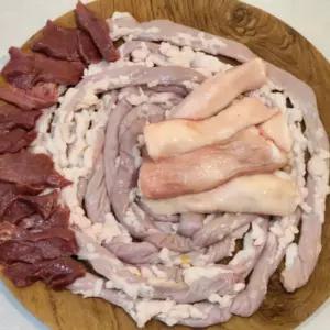 자연가득 한우곱창모듬 1kg (곱창, 대창, 염통) 소스 1개 소금 1개