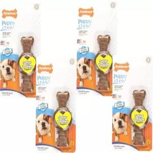 Nylabone 강아지 전용 치킨 맛 씹는 링 본 쁘띠 사이즈 (4팩)