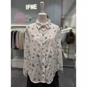[이프네](마산점)(IQ3WBL11)플라워프린팅카라블라우스셔츠