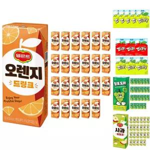 (190ml x 24개) 롯데 델몬트 오렌지 드링크/교실/학원/어린이/음료/빨대/당충전/팩음료/급식/단체/대용량