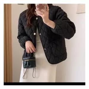 점퍼 원단 깔깔이 경량 잠바 여자 누빔 노카라 여성