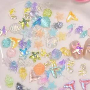 해양 장식 파츠 50p 여름 네일아트 조개껍데기 불가사리 소라 자개 홀로그램