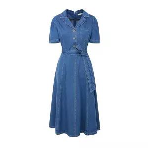 [JJ지고트](광주신세계)오픈 칼라 플레어 데님 원피스 GR5M0OP961