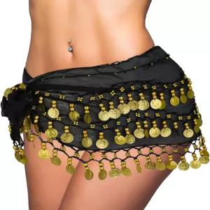 벨리 댄스 힙 스카프 댄서 의상 3겹 골드 코인 크로셰 디자인 요가 댄스에 적합
