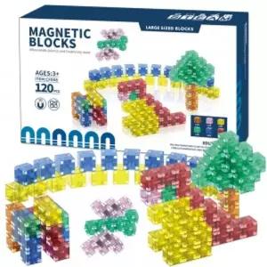 착착 자석 빌딩 큐브 블록 투명 120피스 cfd08/블럭/놀이/유아/아동/어린이/장난감/완구/교구/만들기