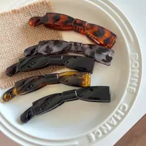 광택 리본 자동핀 반묶음 올림머리 머리핀 헤어 클립 머리 집게 포인트 포니테일 대형 바나나핀