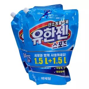 유한크로락스 유한젠 산소계표백제 액체형 리필 스포츠 3L(1.5L 2개로발송)/