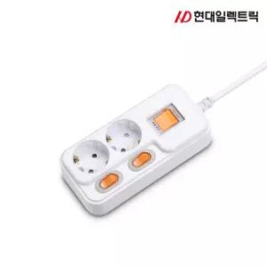 현대 개별+과부하차단 2구 멀티탭 (16A) 멀티 콘센트