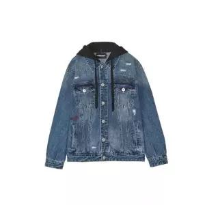 잠뱅이 공용) 후드탈부착 프린트 올약워싱 데님자켓_AM1DDJ141-MB