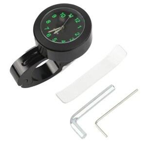 YUWENW 바이크용 시계 1개입 야광 방수 충격에 강함 설치가 간편 시간 확인이 편리 자전거 22mm 핸들바 아날로그 오토바이 마운트 컴팩트 유니버설 블랙