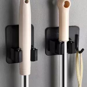 무타공 밀대 걸이 강력 접착 청소도구 정리 홀더 대 걸레 우산 수납 1구 거치대
